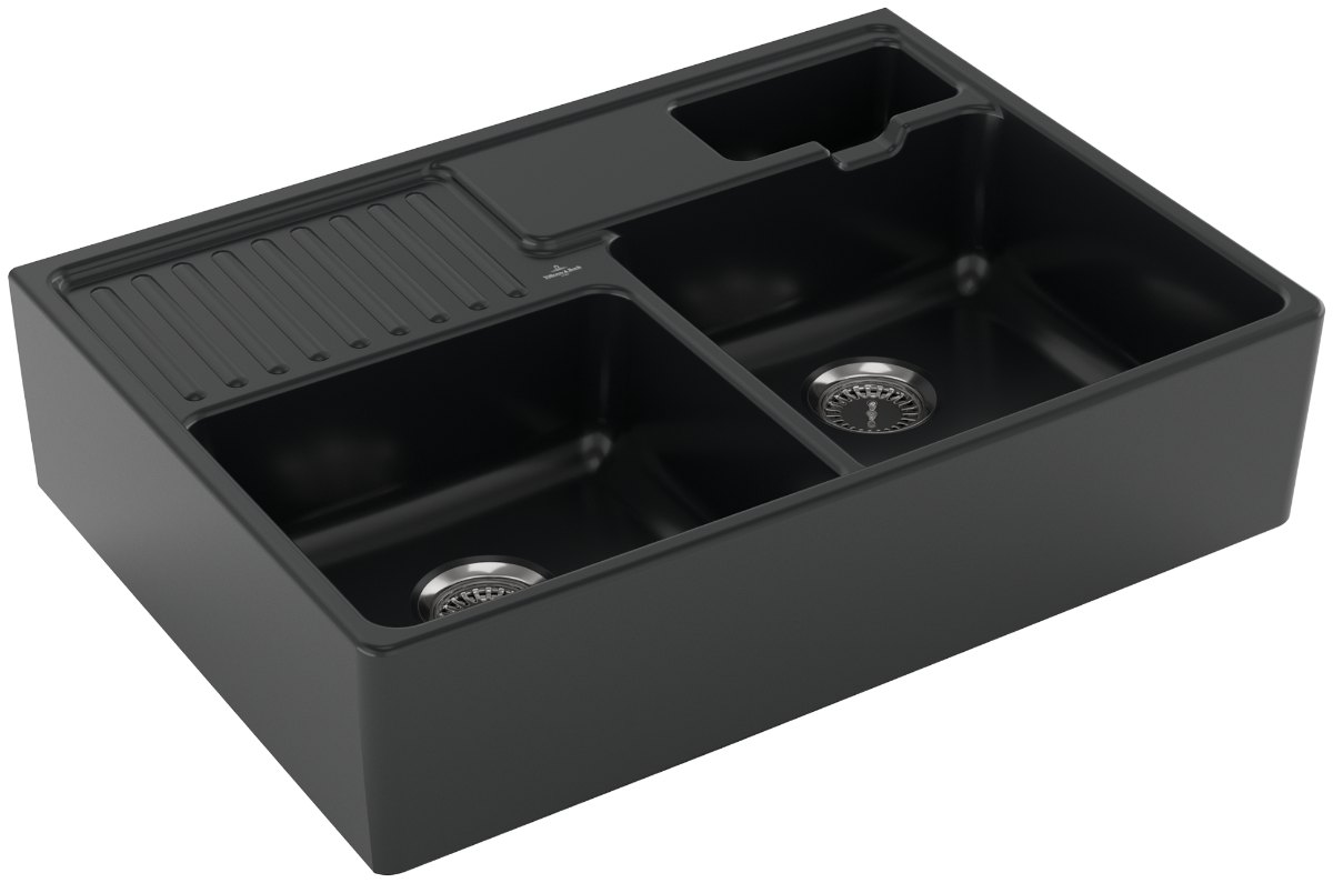 Villeroy & Boch Modulový dvoudřez – dvoudřez, barva Pure Black
