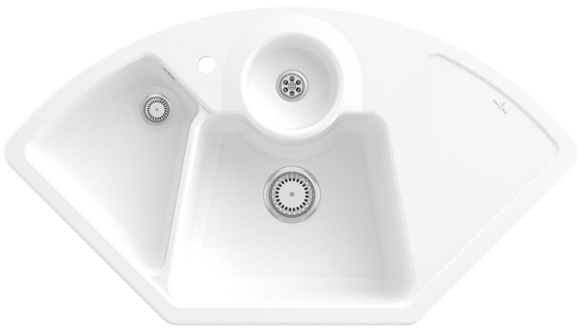 Villeroy & Boch Solo corner – rohový dřez, barva Stone White