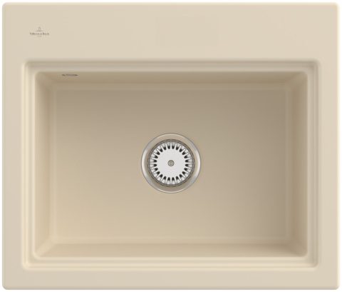 Villeroy & Boch Subway Style 60 S (odkapávač broušený hliník) – vestavný dřez, barva Ivory – pohled 2