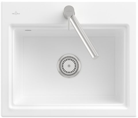 Villeroy & Boch Subway Style 60 S (odkapávač broušený hliník) – vestavný dřez, barva White Alpin – pohled 2