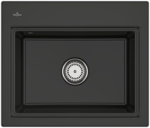 Villeroy & Boch Subway Style 60 S (odkapávač broušený hliník) – vestavný dřez, barva Pure Black – pohled 2