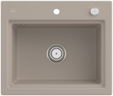 Villeroy & Boch Subway Style 60 S (odkapávač broušený hliník) – vestavný dřez, barva Almond – pohled 2