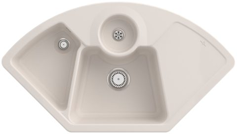 Villeroy & Boch Solo corner – rohový dřez, barva Crema – pohled 1