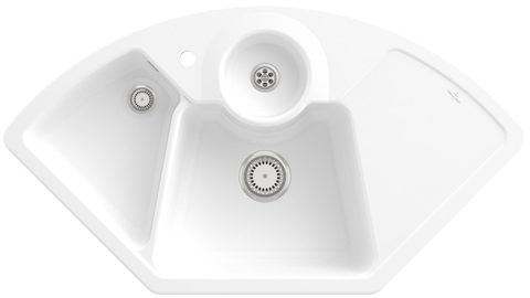 Villeroy & Boch Solo corner – rohový dřez, barva Stone White – pohled 1