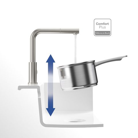 Villeroy & Boch Steel Shower – kuchyňská baterie, barva masivní nerez – pohled 6