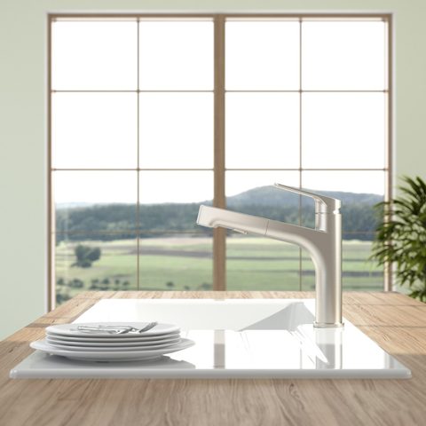 Villeroy & Boch Junis Sky Shower – kuchyňská baterie, barva masivní nerez – pohled 3