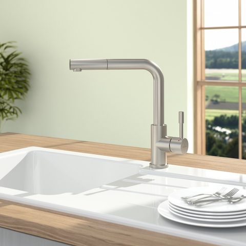 Villeroy & Boch Steel Shower – kuchyňská baterie, barva masivní nerez – pohled 2