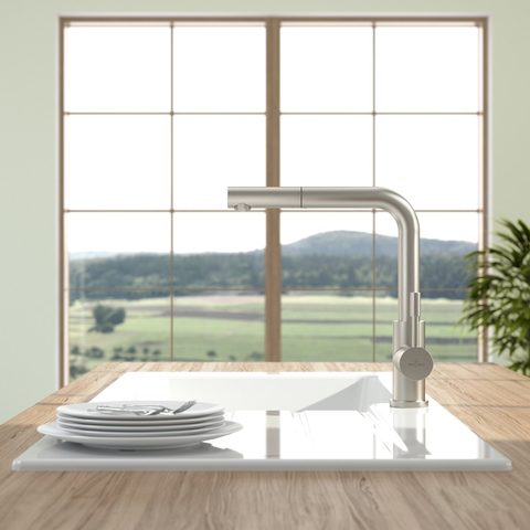 Villeroy & Boch Steel Shower – kuchyňská baterie, barva masivní nerez – pohled 3
