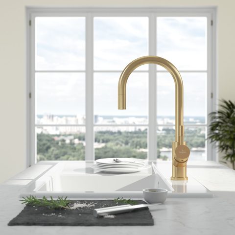 Villeroy & Boch Umbrella Flex – kuchyňská baterie, barva zlatá – pohled 3